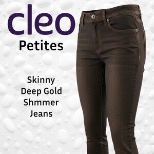 Cleo Petites Skinny Deep Gold Shimmer Jeans – Size 8 NWOT